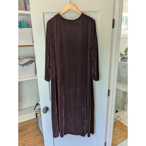 Eileen Fisher‎ Velvet Midi Dress Rayon Silk Blend Long Sleeve Plum Petite (MINT) - Picture 8 of 8